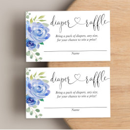 Chico floral azul ducha de bebé tarjetas de rifa d