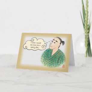 Chico japonés en Yukata ama 1 por su tarjeta
