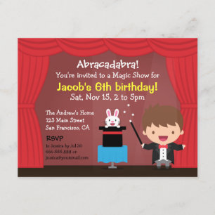 Chico Mago Invitaciones para Cumpleaños de Niños M