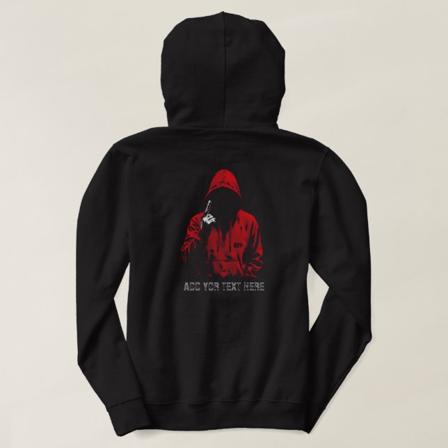 Chico Malo Figura con Capucha Roja | Sudadera con  (Reverso del diseño)