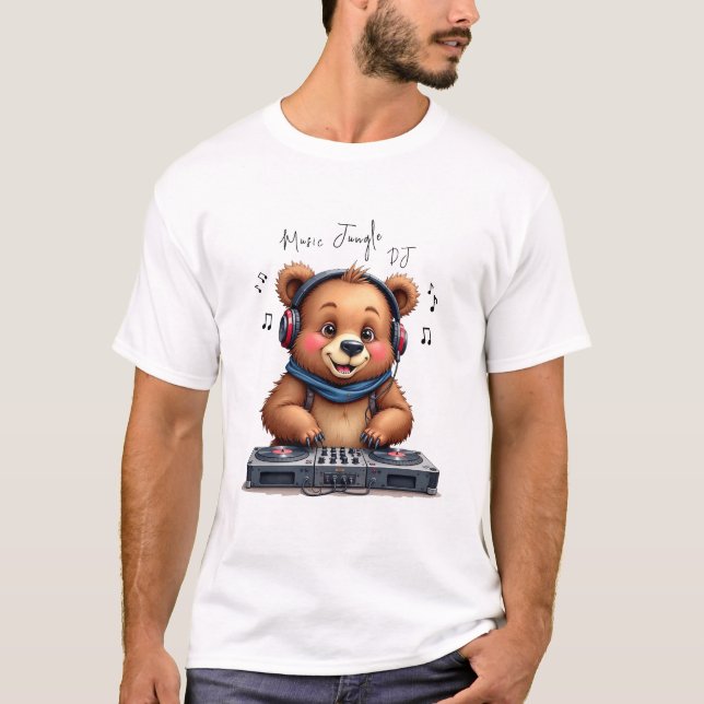 Chico musical, camiseta sonriente con DJ de oso gr (Anverso)