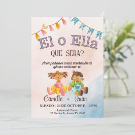 Chico o chica de la invitación a revelar género en