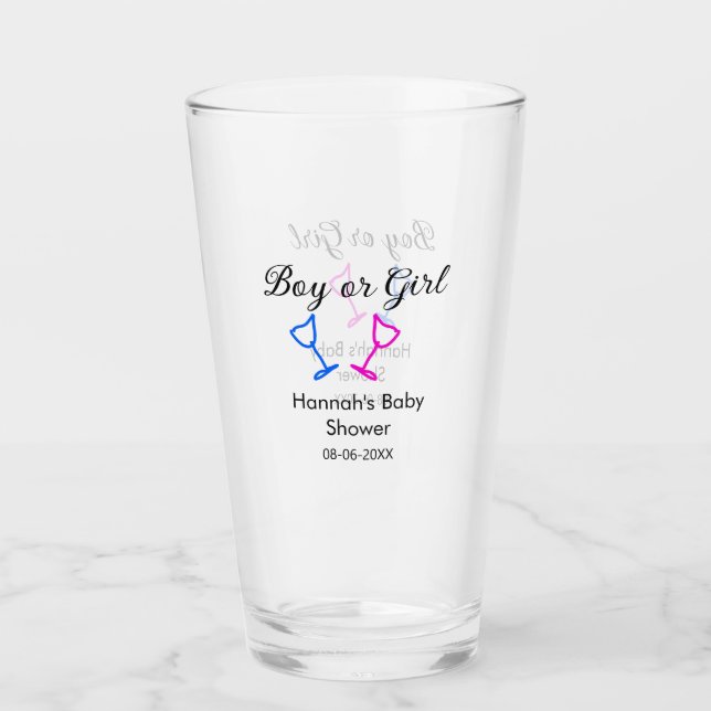 Chico o chica ducha de bebé luz azul rosa fecha (Anverso)