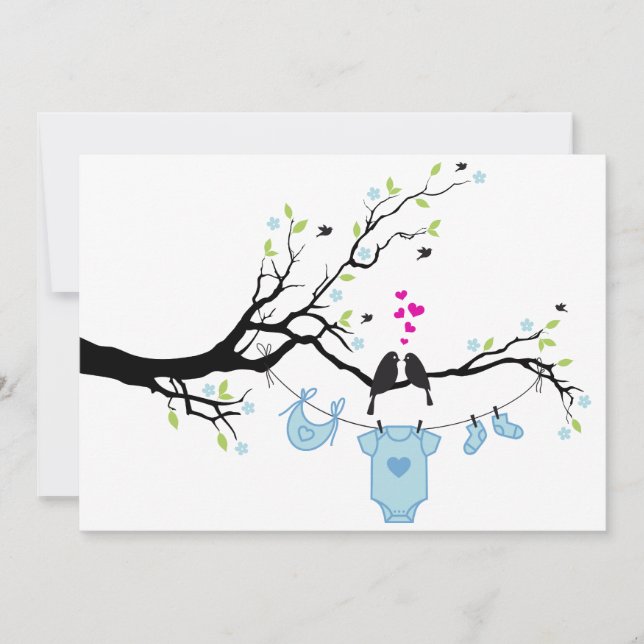 Chico recién nacido, tarjeta de invitación a la du (Anverso)