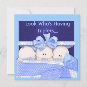 CHICO TRIPLETS INVITACIÓN BABY SHOWER