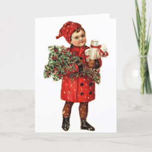 Chico vintage de Navidad victoriano,