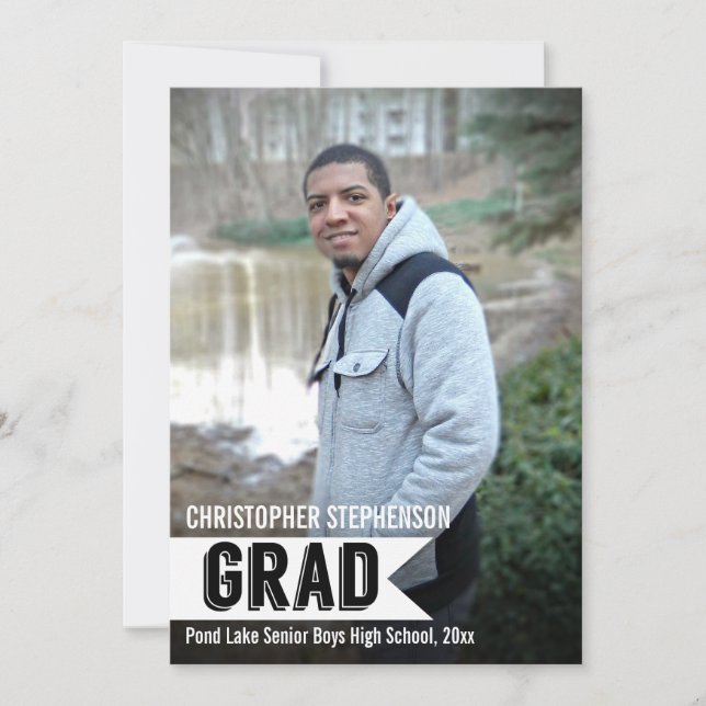 Chicos, audaz Invitación de graduación de foto de  (Anverso)