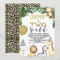 Chicos, Cheetah Safari, dos invitaciones salvajes 
