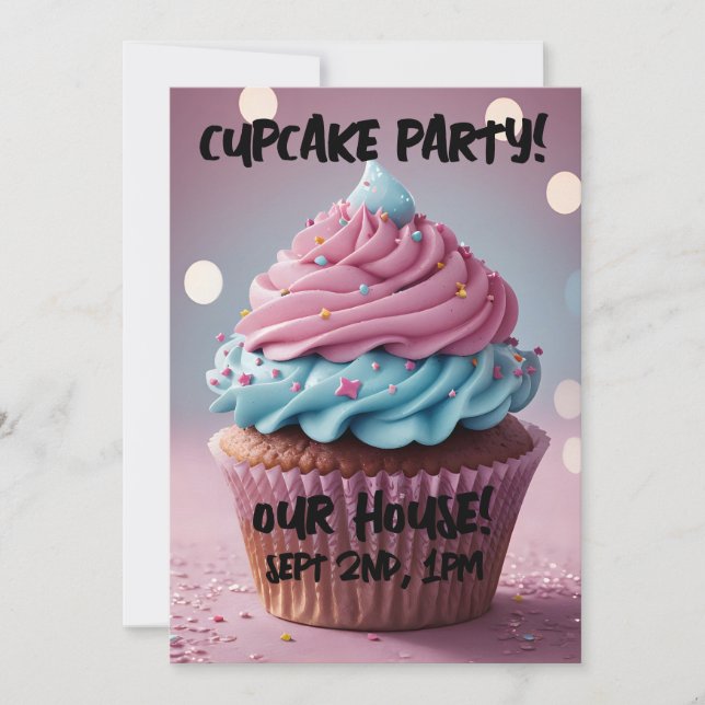 CHICOS CUPCAKE FIESTA de CUMPLEAÑOS Invitaciones P (Anverso)