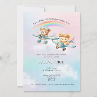 Chicos Gemelos, Viajando en sus Alas Baby Shower