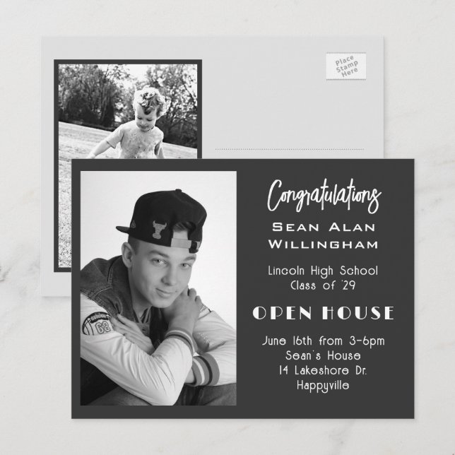 Chicos Graduación de Secundaria 2 Invitaciones de  (Anverso / Reverso)