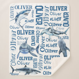 Chicos personalizados llaman manta con tiburones