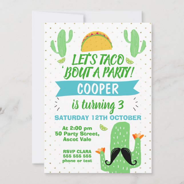 Chicos, vamos a taco, acerca de una invitación al  (Anverso)