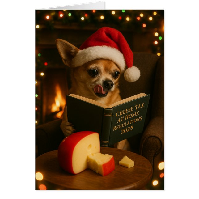 Chihuahua 'Cheese Tax' Christmas card (Frente)