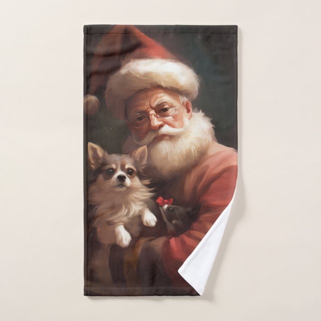 Chihuahua con Navidades festivos de Santa Claus (Toalla de mano)