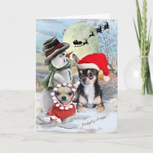 Chihuahua con tarjetas de Navidades de Snowman