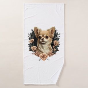 Chihuahua Cute Dog, hermosa Chica de flores