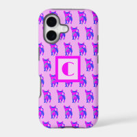 Chihuahua Cute Dog Monograma de Silueta Azul Rosa