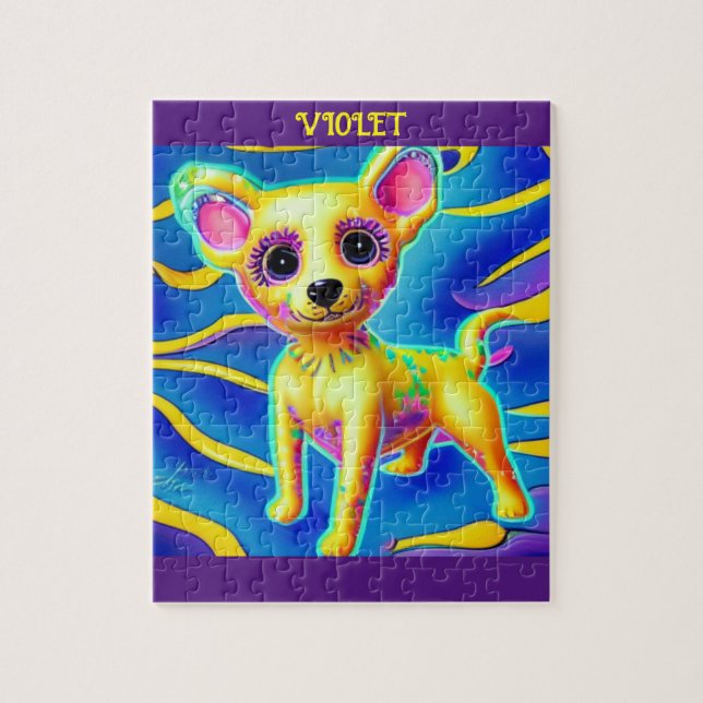 CHIHUAHUA DOG PUZZLE CON NOMBRE PERSONALIZADO. (Vertical)