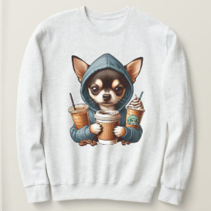 Chihuahua en sudadera encapuchada con café