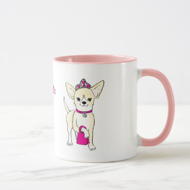 Chihuahua en una taza personalizada de tiara (Derecha)