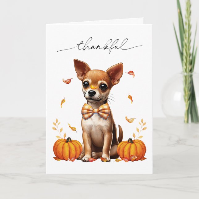 Chihuahua Fall Tarjeta de saludo de Acción de Grac (Anverso)