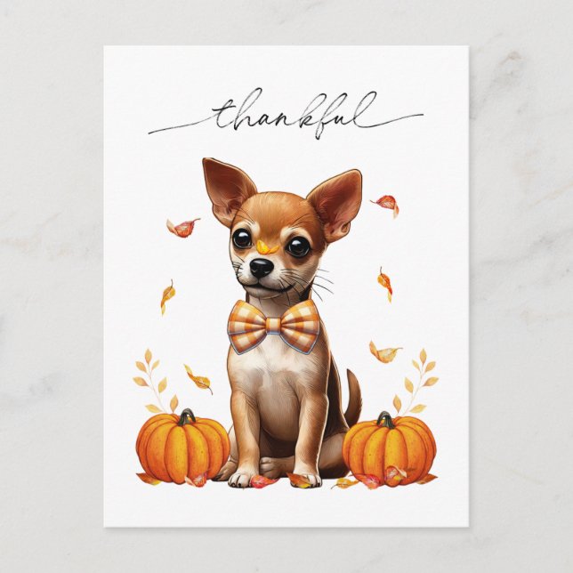 Chihuahua Fall Tarjeta de saludo de Acción de Grac (Anverso)