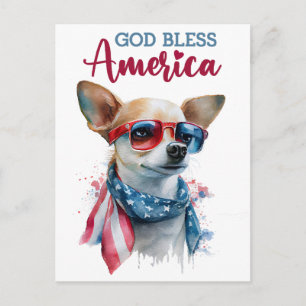 Chihuahua Patriota, Dios Bendiga a América Tarjeta