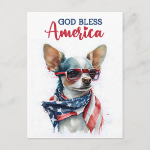 Chihuahua Patriota, Dios Bendiga a América Tarjeta
