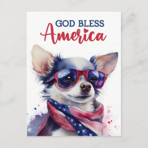 Chihuahua Patriota, Dios Bendiga a América Tarjeta