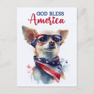 Chihuahua Patriota, Dios Bendiga América Tarjeta P