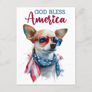 Chihuahua patriótica, Dios bendiga la postal de Es