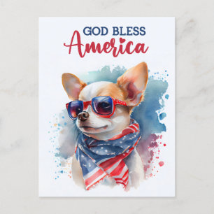 Chihuahua patriótica, Dios bendiga la postal de Es