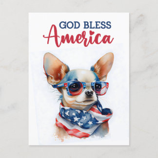 Chihuahua patriótica, Dios bendiga la postal de Es