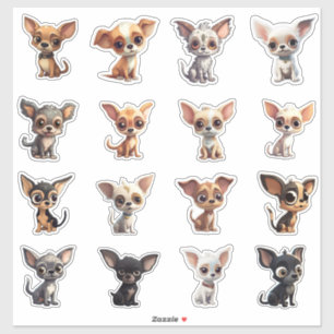 Chihuahua Pegatina Hoja 16 Personalizado de perro