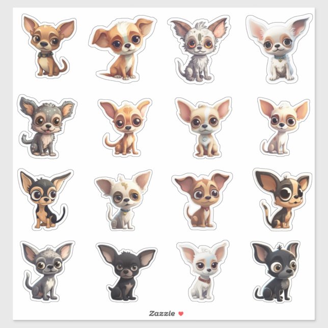 Chihuahua Pegatina Hoja 16 Personalizado de perro  (Hoja)