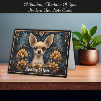 Chihuahua Pensando En Ti Tarjetas De Nota De Moda 