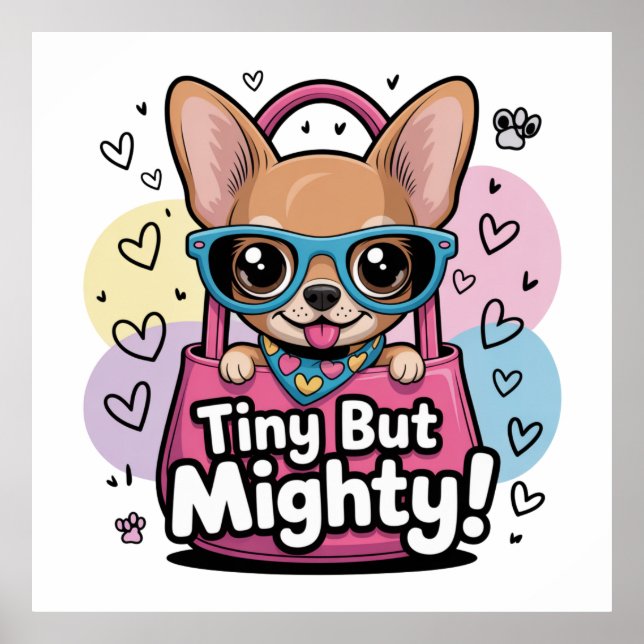 Chihuahua Pequeño pero Poderoso Pósters e Impresio (Frente)