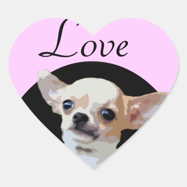 Chihuahua Perro amor pegatinas de corazón (Anverso)