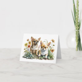 Chihuahua Puppies Tarjeta de saludo en blanco