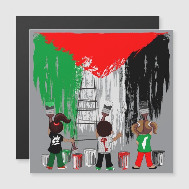 Children of Gaza Painting Palestine Flag  (Anverso/Reverso)