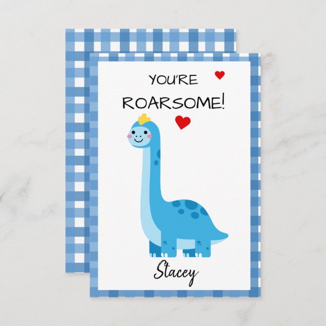 Children Valentine Dinosaur You're Roarsome! (Anverso / Reverso)