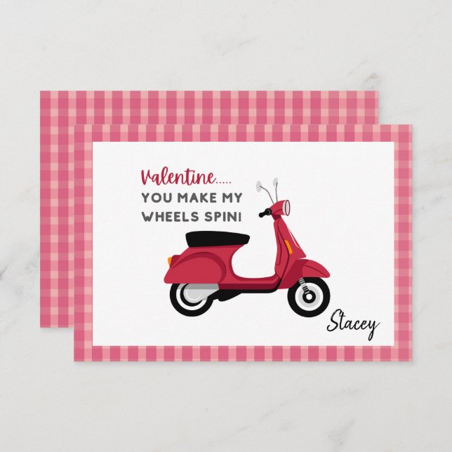 Children Valentine Pink "You make my Wheels Spin" (Anverso / Reverso)