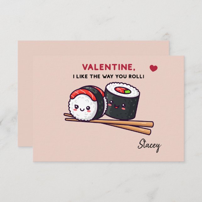 Children Valentine "Sushi, Like the Way you Roll" (Anverso / Reverso)