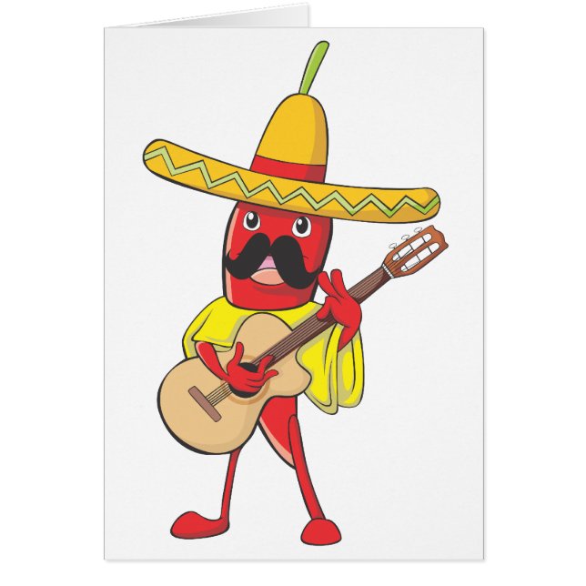 Chile mexicano que toca una guitarra (Frente)