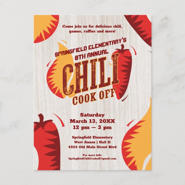 Chili Cook Off | Invitación al concurso de cocina  (Anverso)