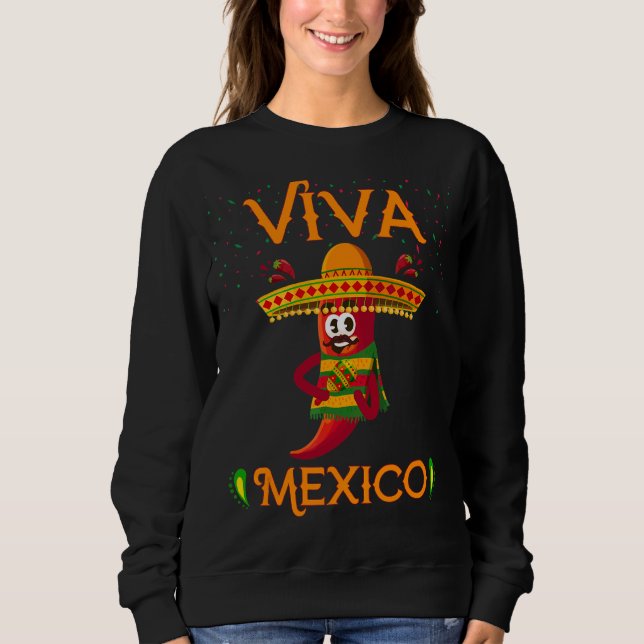 Chili Mexicana Pepper Viva México Camisa Cinco De  (Anverso)
