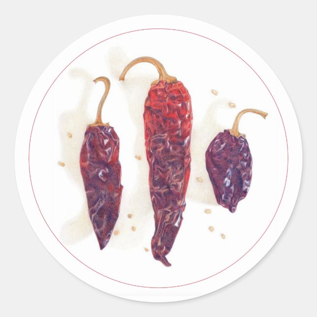 CHILI PEPPERS Pegatinas redondos de 1,5" (Anverso)