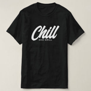 Chill and grill divertido camiseta negra de barbac