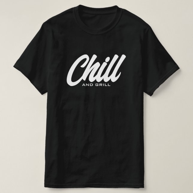 Chill and grill divertido camiseta negra de barbac (Diseño del anverso)